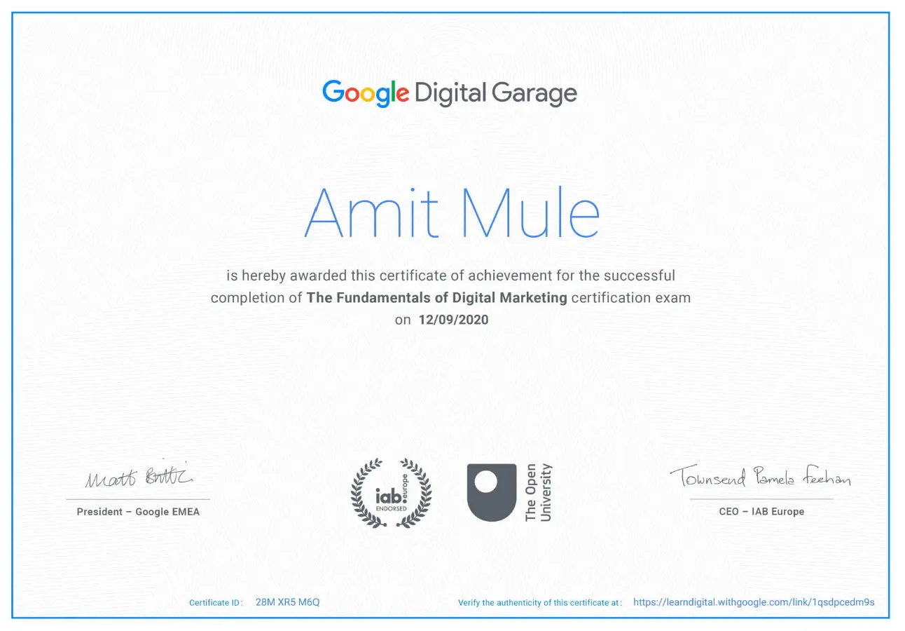 Fundamentals of Digital Marketing Certificate